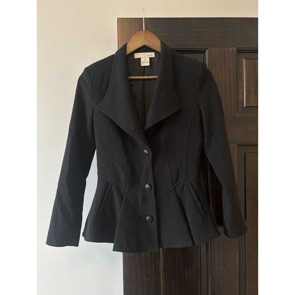 Black Feminine Peplum Ruffle Blazer - Picture 2 of 8